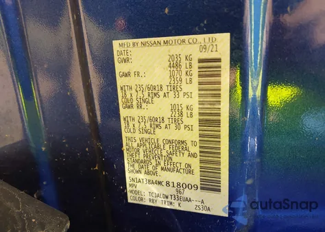 2021 Nissan Rogue Sv Fwd from USA, damaged, VIN 5N1AT3BA4MC818009